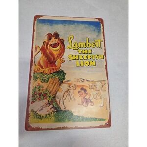 Lambert the Sheepish Lion Metal Tin Sign Vintage Disney Cartoon Poster Wall Art